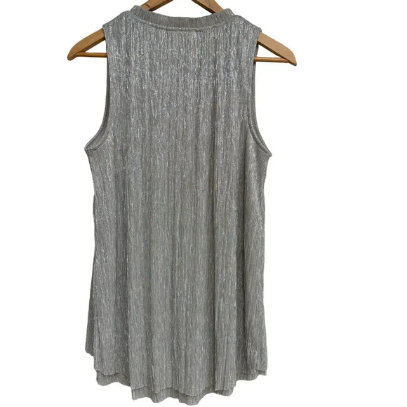 Anthropologie Vanessa Virginia Silver Sleeveless Metallic Lurex Top Size Medium - Picture 3 of 6